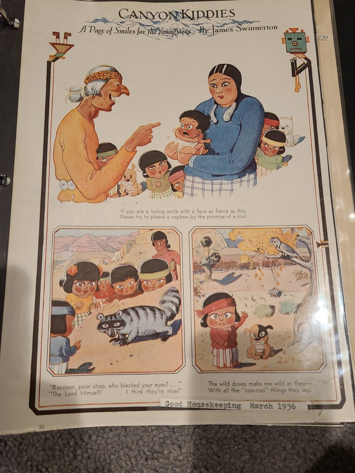 1936 Canyon Kiddies James Swinnerton Raccoon Wild Dove Vintage Print Ad Lot 10