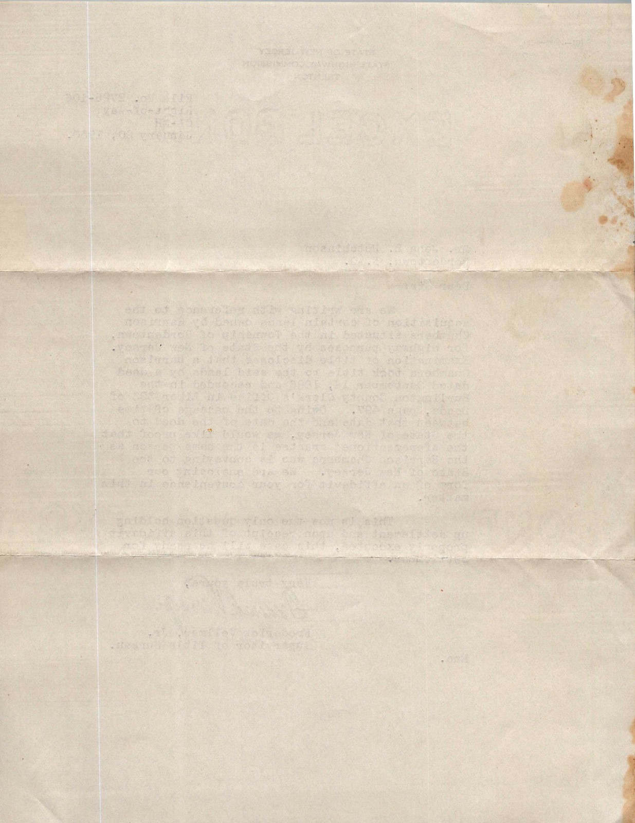 1930 NJ Highway Commission Letter Trenton Bordentown Title Affidavit Deed