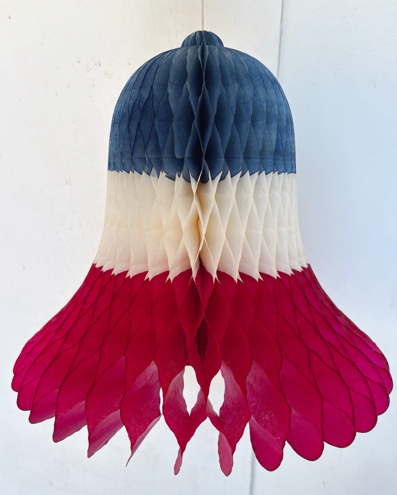 Vintage Amscan Bells Paper Honeycomb Denmark 1950s Patriotic Red White Blue