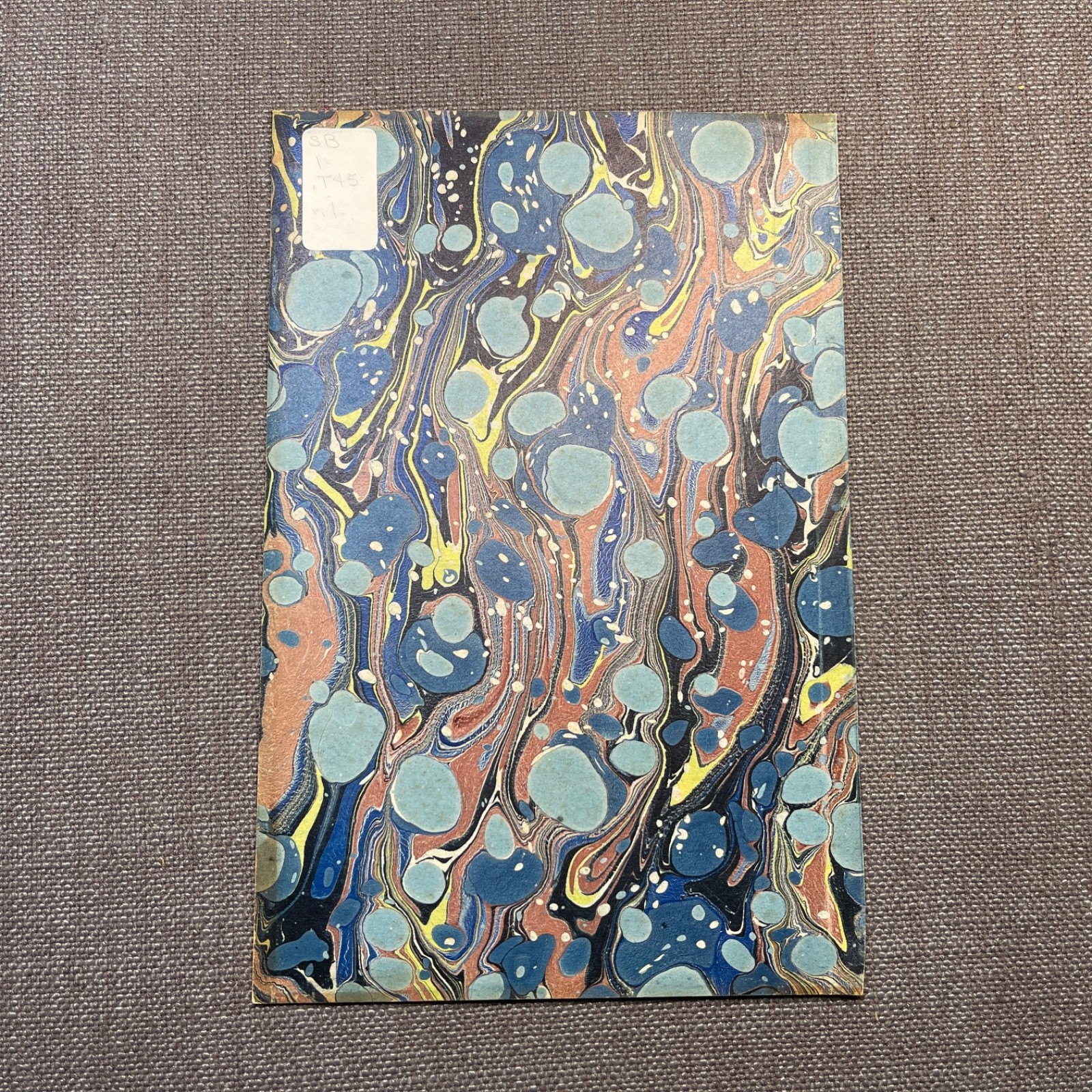 Antique Marbled End Papers Bookbinding Blue Yellow Red Lot of 3