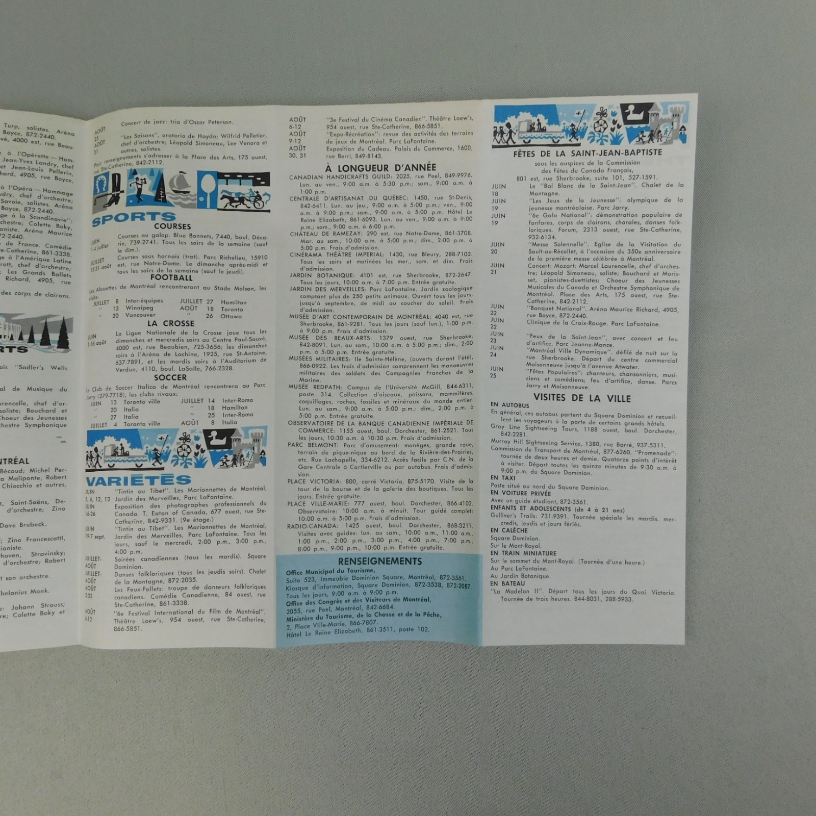 Vintage 1965 Montreal Calendar of Events Tourist Travel Brochure