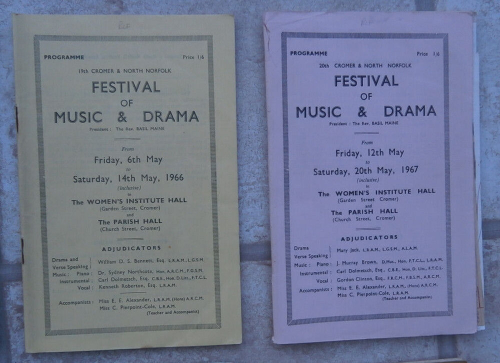 Cromer Festival Music & drama 21 programmes between 1951 – 1972 , plus ephemera
