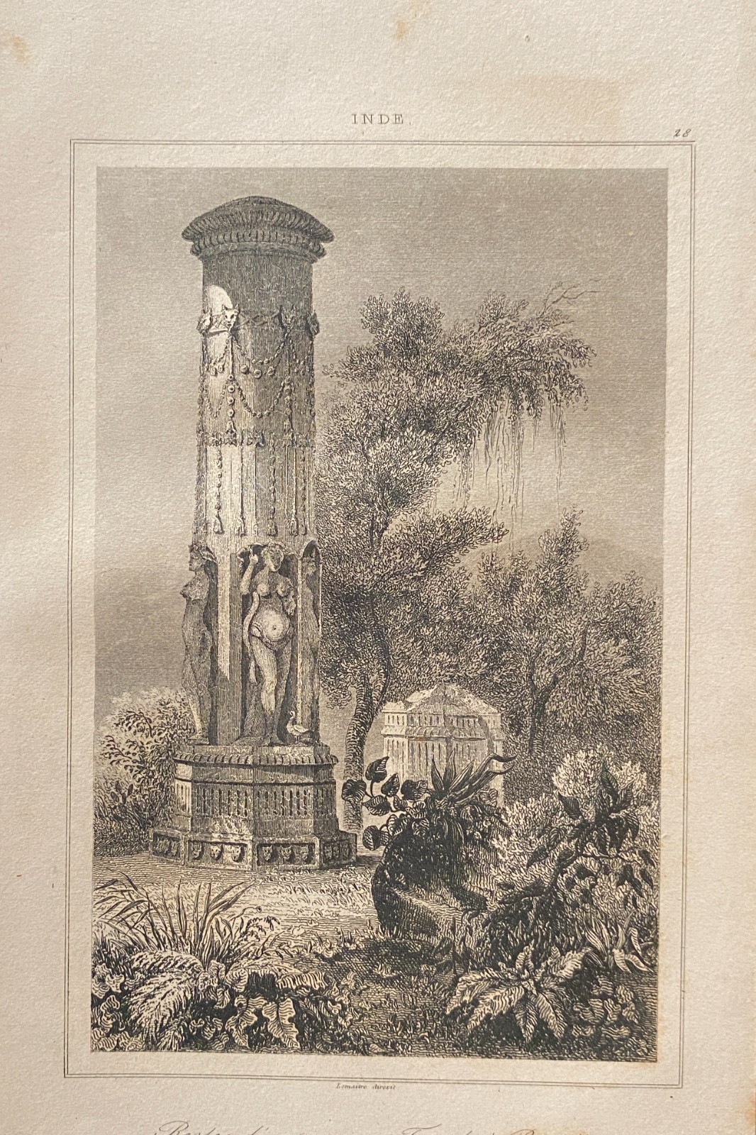 Engraving India 1843 “Remains Of An Ancient Temple India At Barolli”