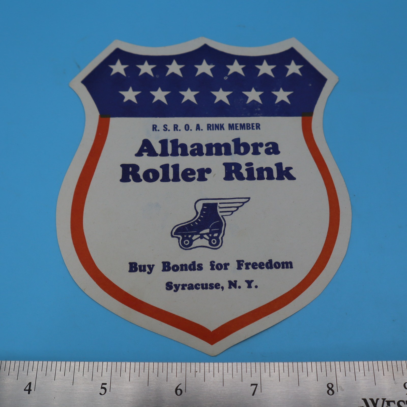 ALHAMBRA ROLLER RINK NY – 1940s Vintage Roller Skating Rink Sticker Label Decal