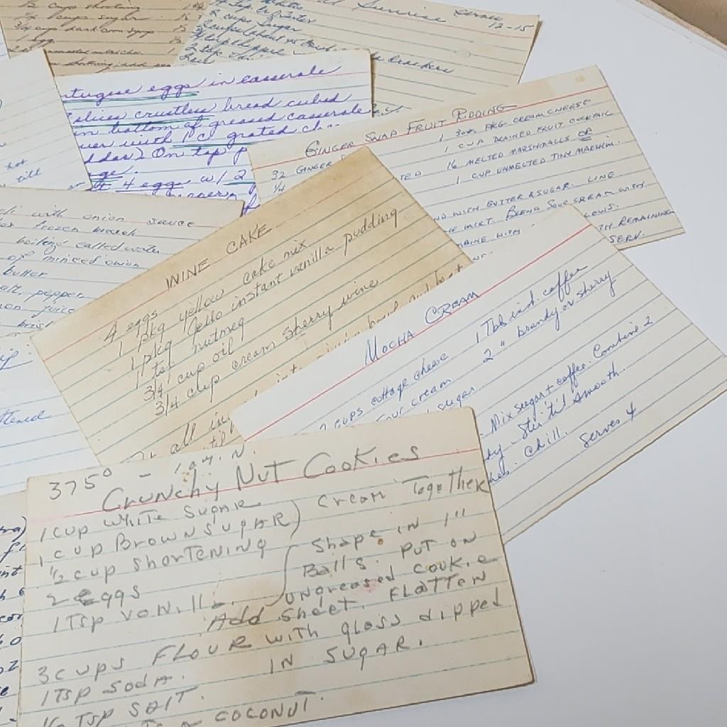 10 handwritten recipe cards 3×5 estate collection paper ephemera T9