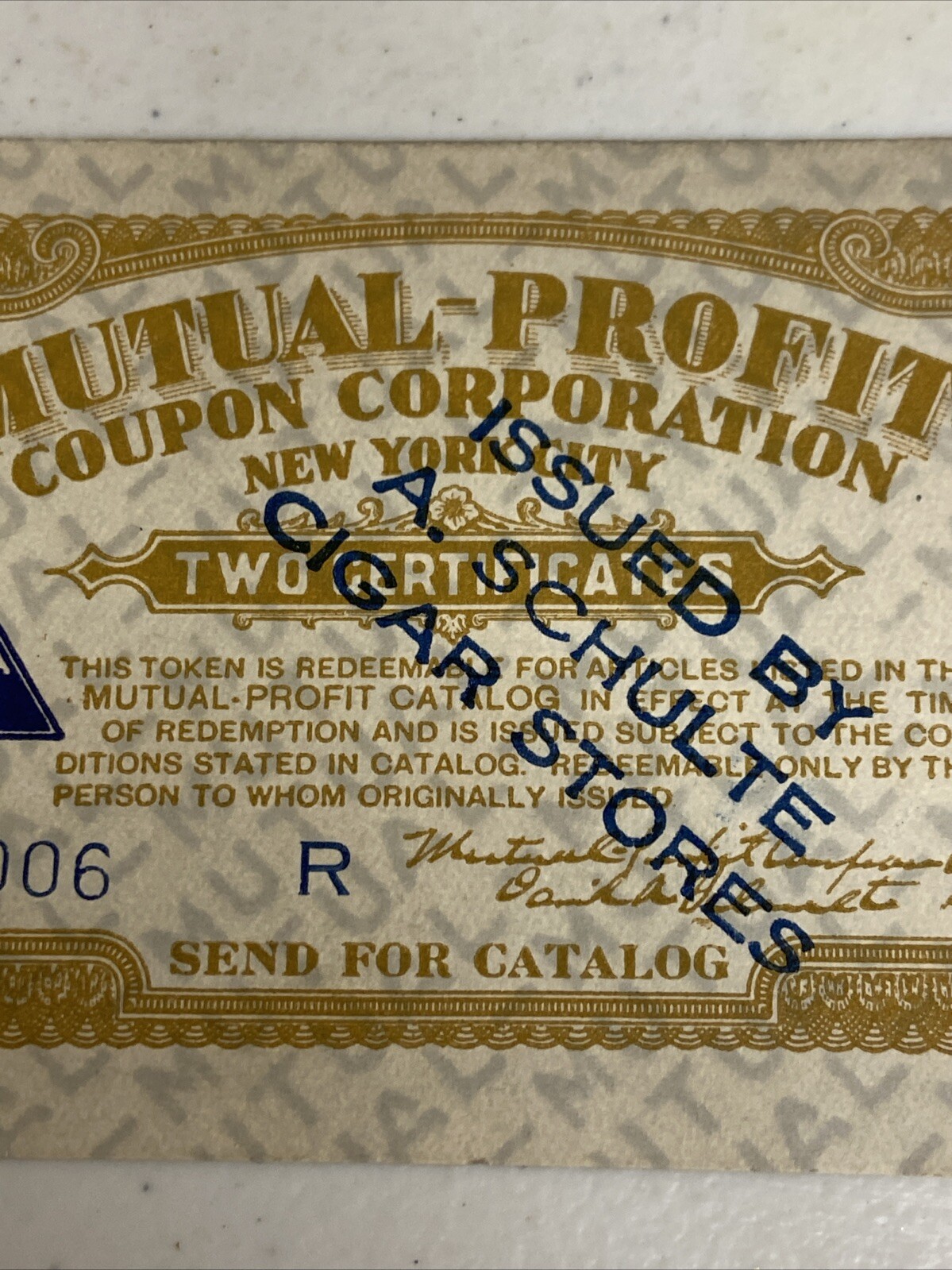 Mutual Profit Coupon Corporation New York City, NY 10 Coupons Cigar Store