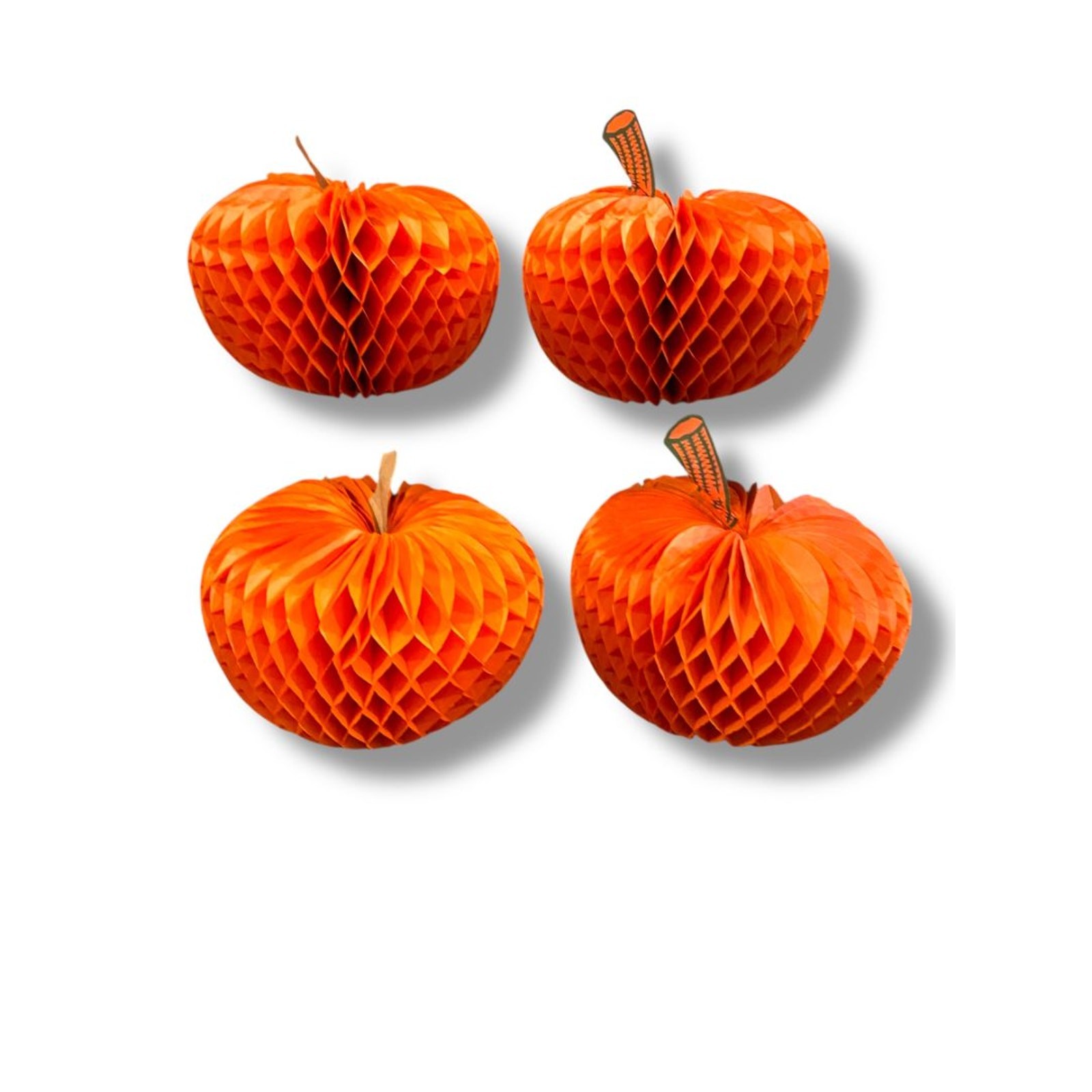 Vintage Set of 4 Honeycomb Centerpiece Decorations 10″ Orange Fall
