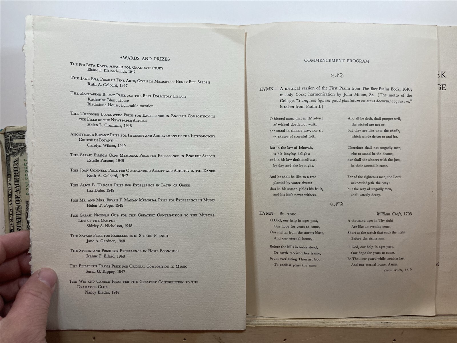 1947 Commencement Week Programs Connecticut College University CT Vtg