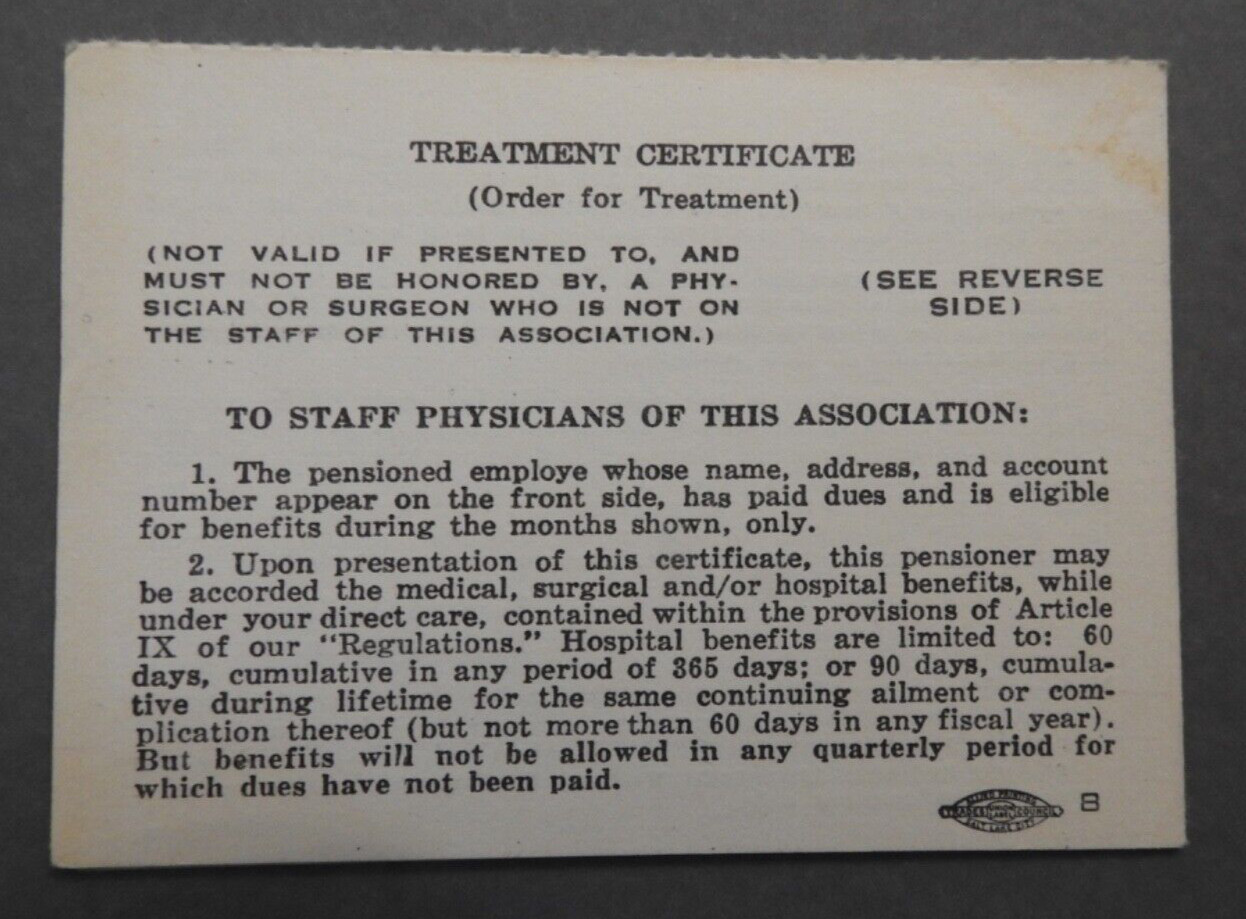 vintage 1964 Union Pacific railroad Employes Hospital Asso. card railroadiana