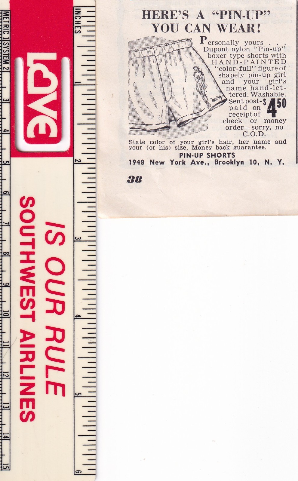 Pin Up Shorts Boxer Shorts Brooklyn NY 1950 Vintage Print Ad 2 1/2″x2 1/2″