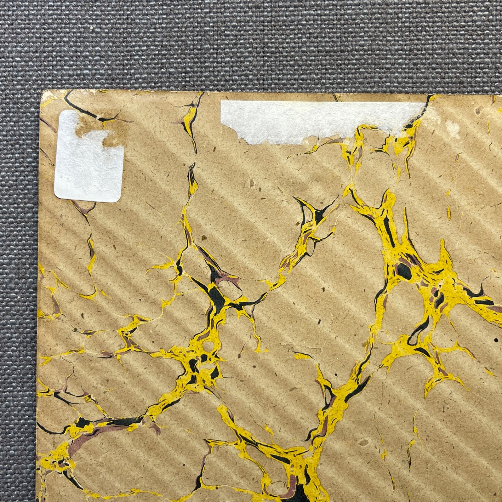Antique Marbled End Papers Bookbinding Brown Black Red Yellow Lot of 2