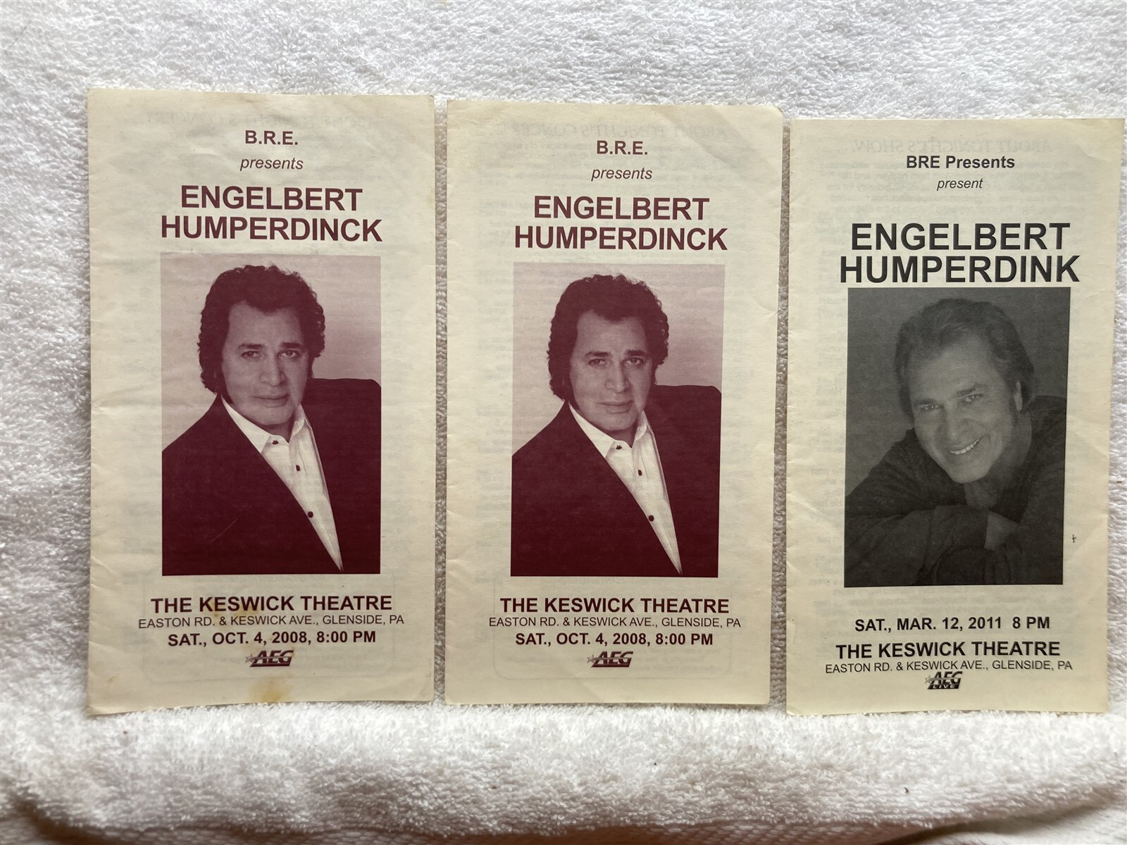 2008 2011 Engelbert Humperdink Keswick Theatre Glenside PA Programs Vtg