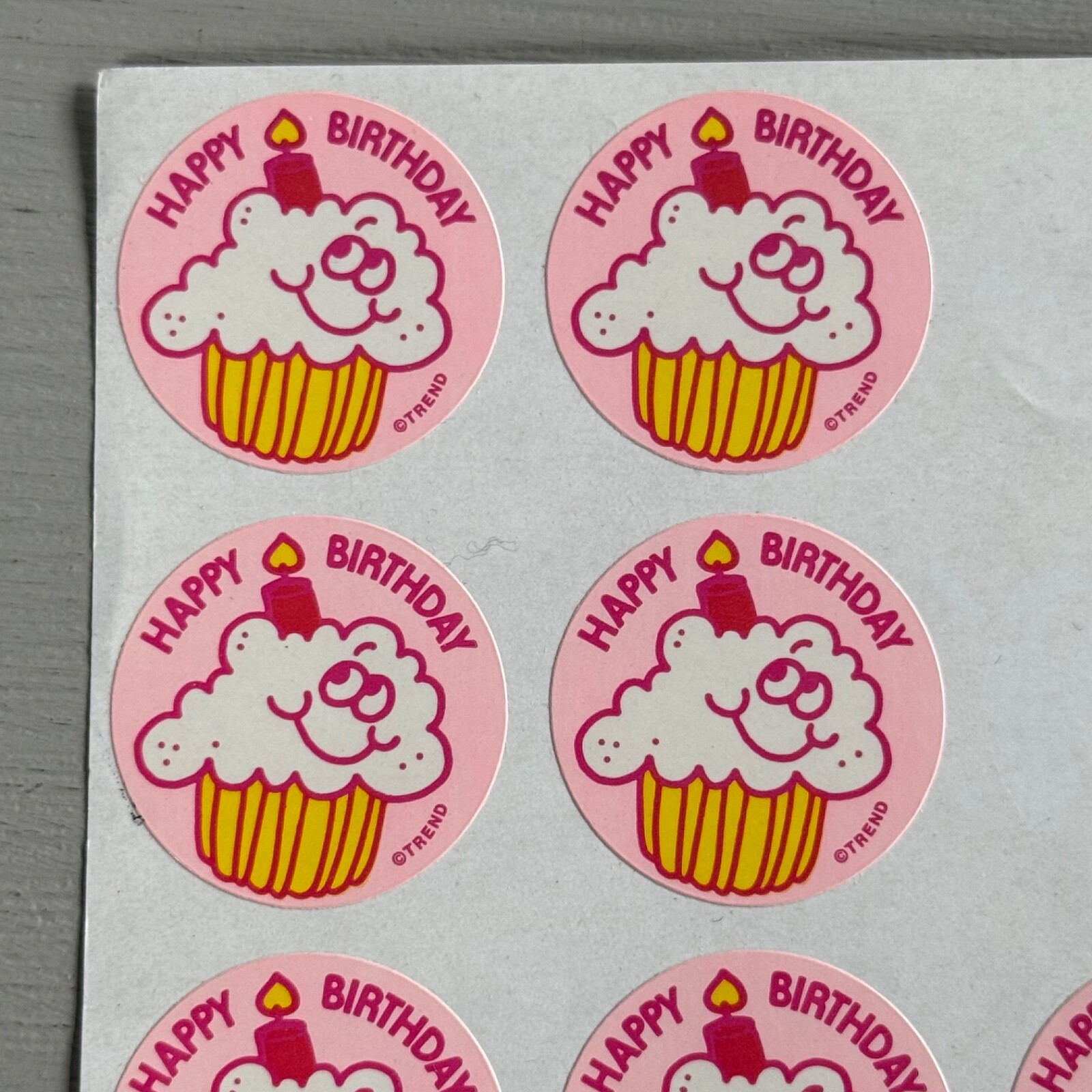 Partial Sheet of 10 Vintage Birthday Scratch n Sniff Stickers 1980s Matte Trend