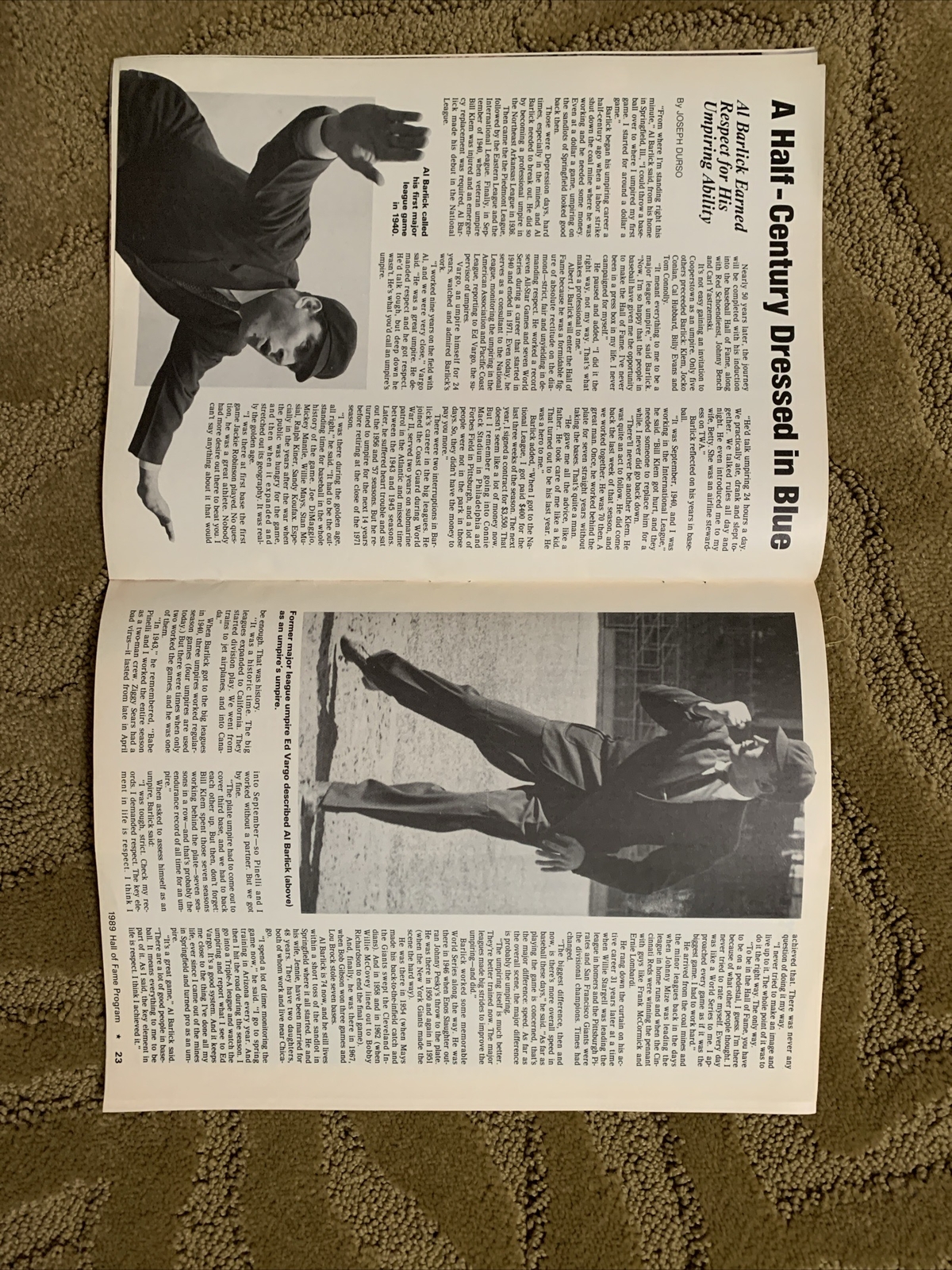 MLB Hall of Fame 50th Annual Program 1989 Yaz Bench Schoendienst Barlick