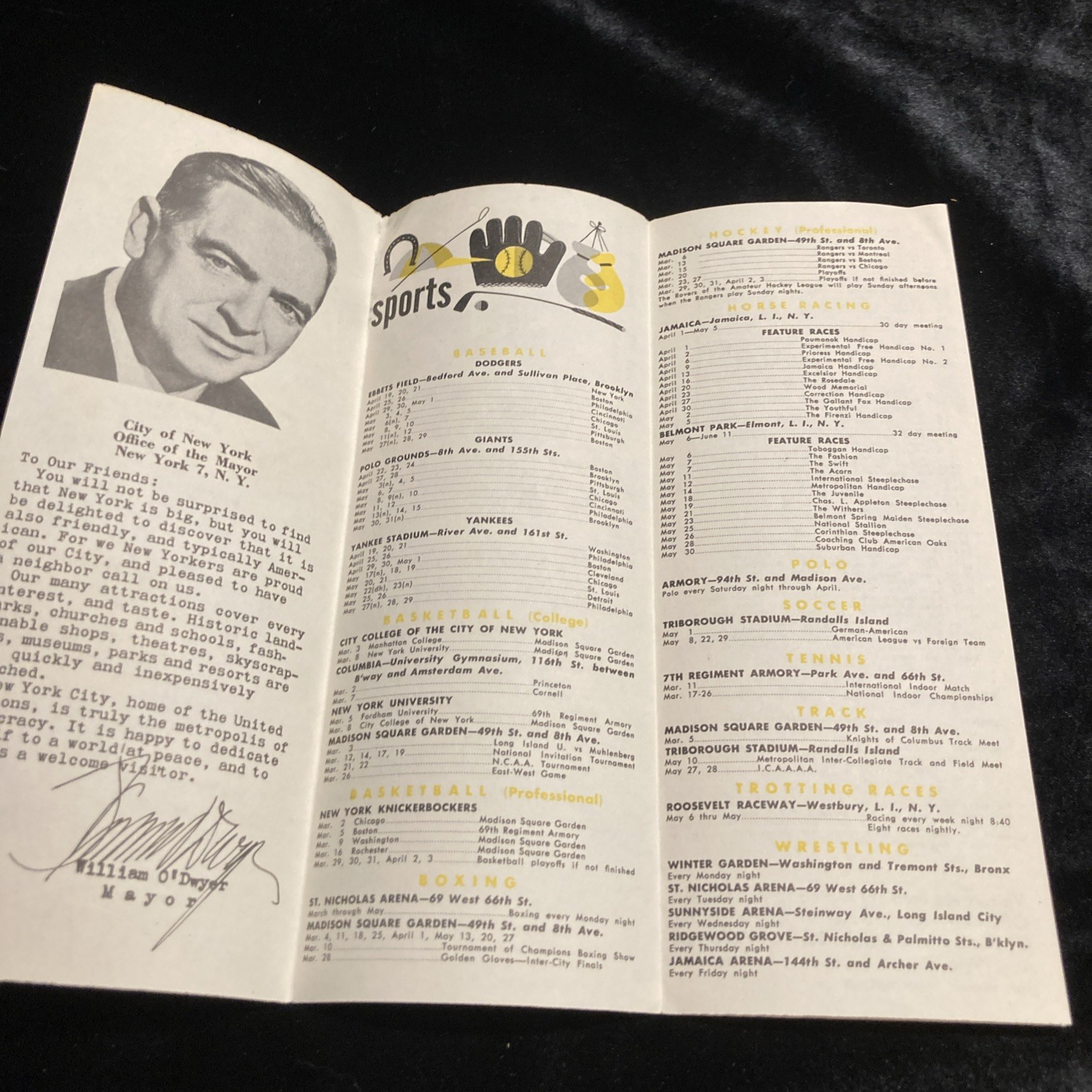 VTG New York City Calendar Of Events Spring 1949 Travel Brochure Visitors Bureau