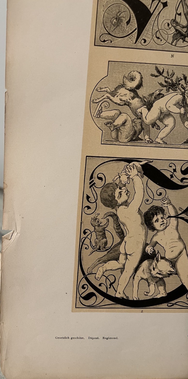 1882 Allegorien Und Embleme Art Print Vienna Cherubs Mythical Figures Plate #143