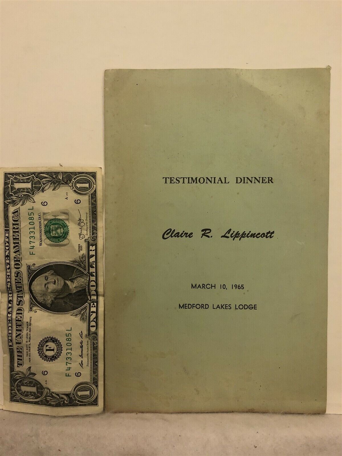 1965 Medford Lakes Lodge Burlington County Republicans Testimonial Dinner NJ Vtg