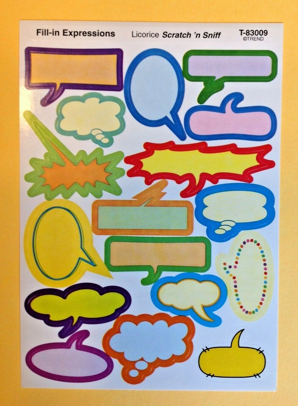 VTG TREND Scratch & Sniff Stinky Sticker Sheet Die Cut LICORICE Expressions Rare