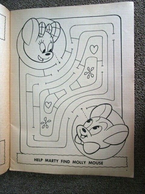 Playmore Inc. MARTY MOUSE Giant Coloring Book Playmore – Unused ~ A16