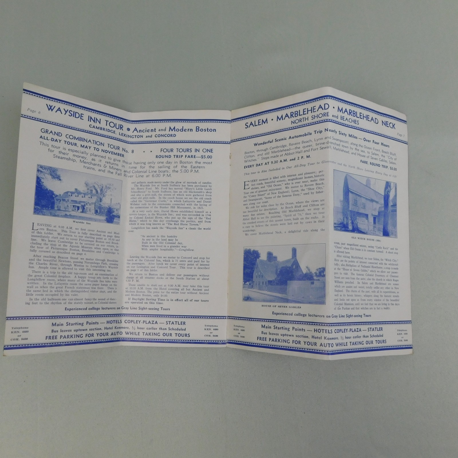 Vintage 1935 Gray Line Boston Sight Seeing Tour Travel Brochure USS Constitution