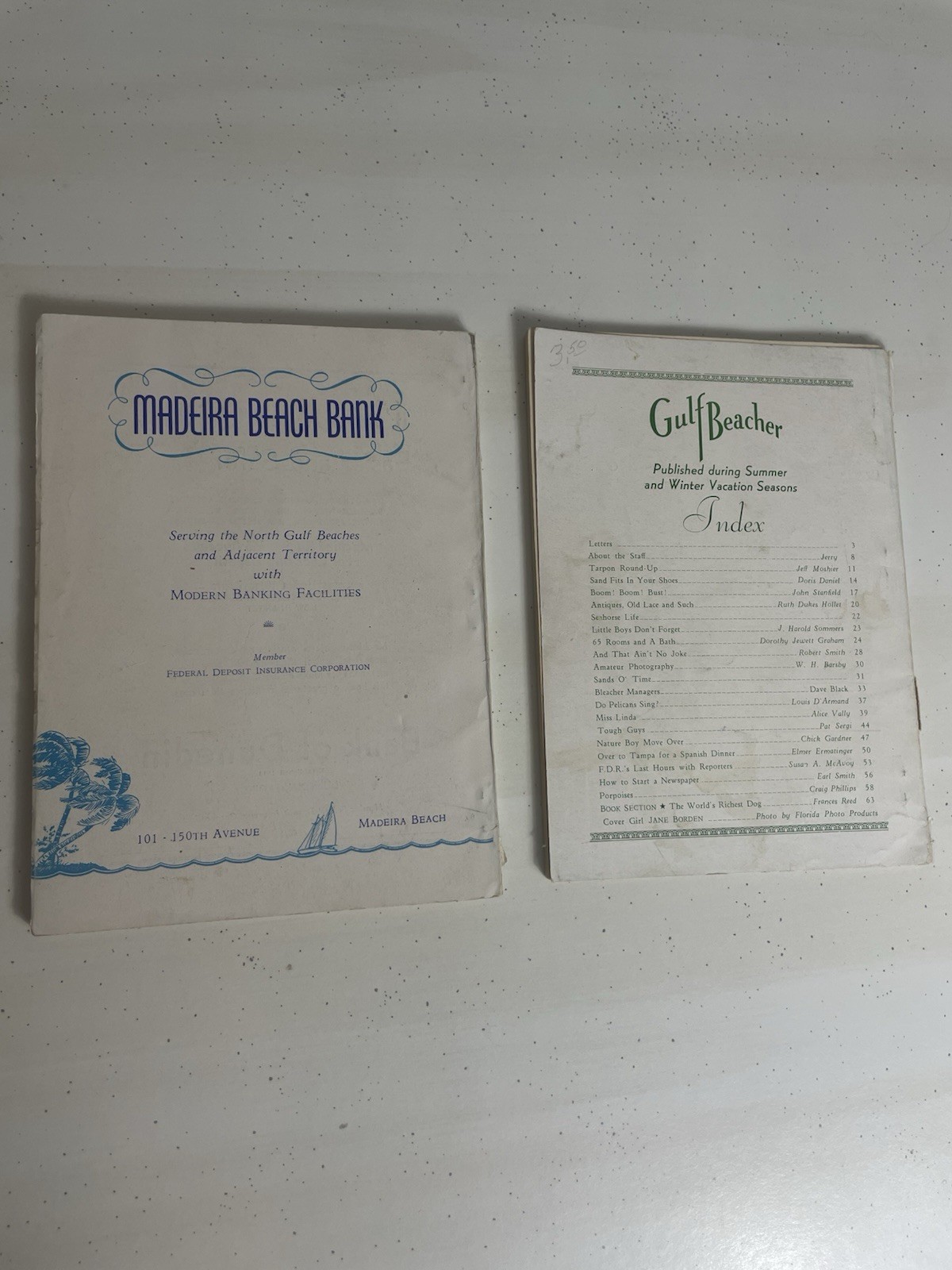 (2) 1950s Florida Tourist Brochure Ephemera Gulf Coast Gulf Beacher Rare 1st Ed