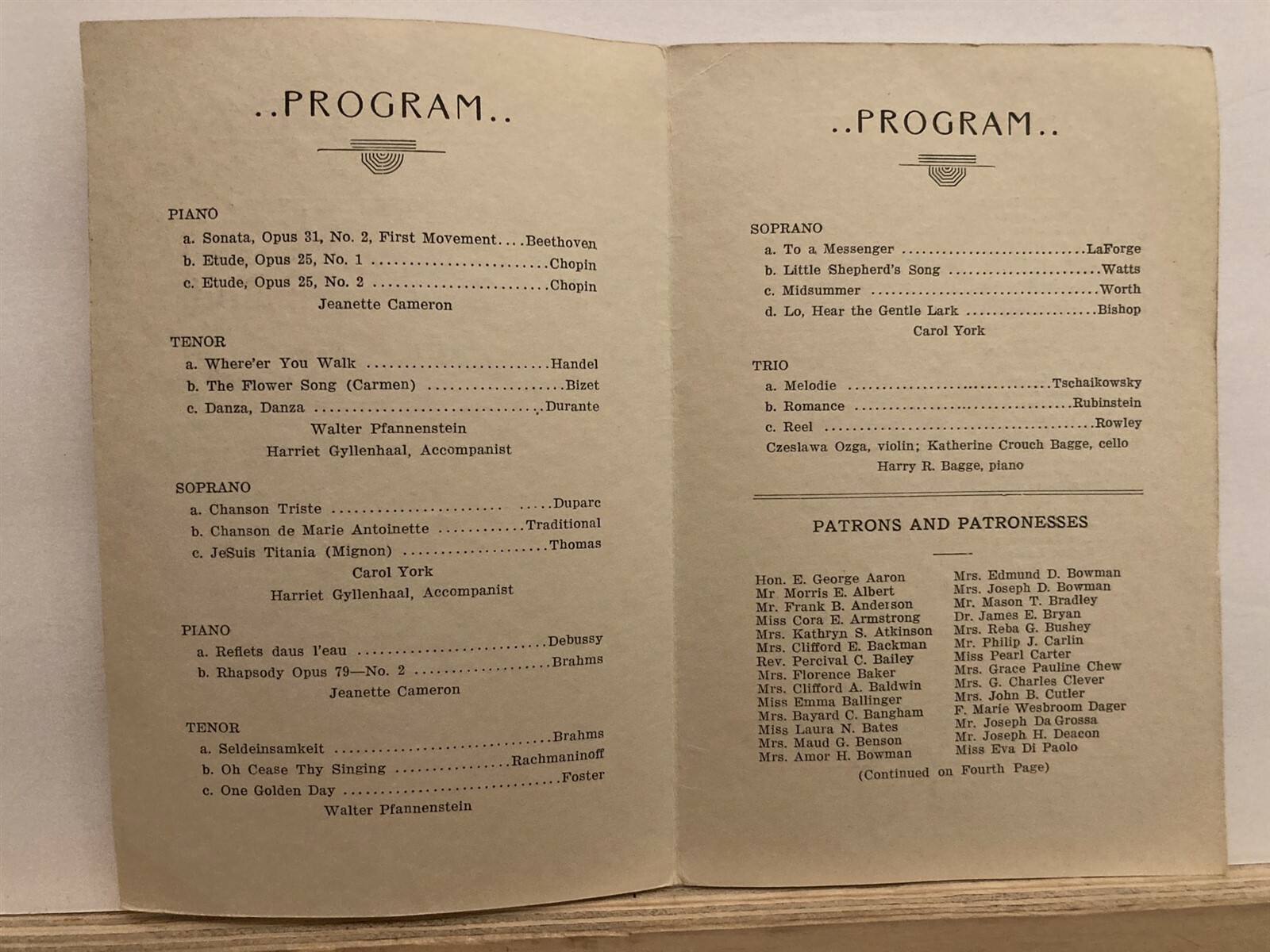 1945 May 10 Beethoven Club of Camden First Baptist Concert Program NJ Vintage NJ