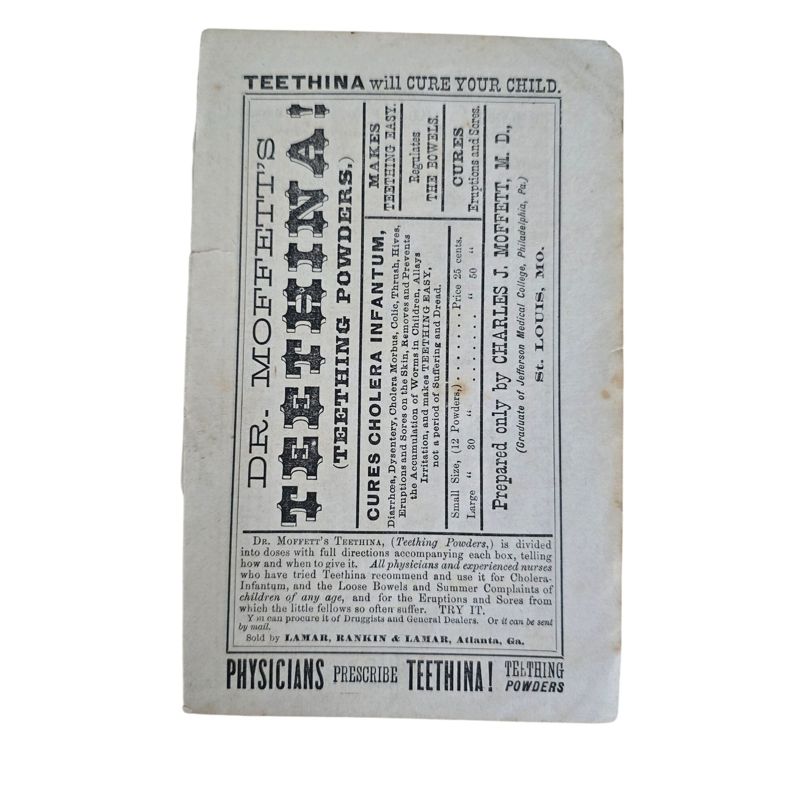 Antique 1885 Patent Medicine Advertising Lot Victorian Ephemera S.S.S Almanac