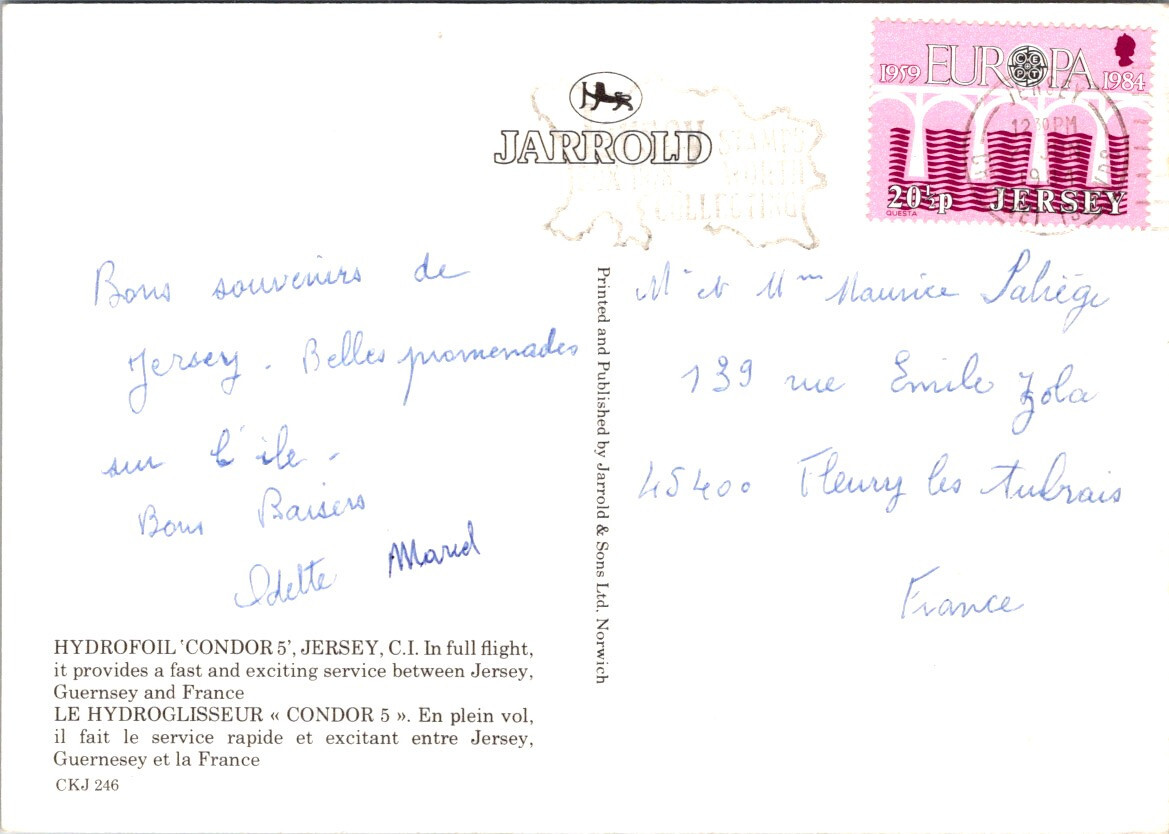 (1098) 18-6-2025 – Jersey (with EUROPA stamp) Condor 5 Hydrofoil