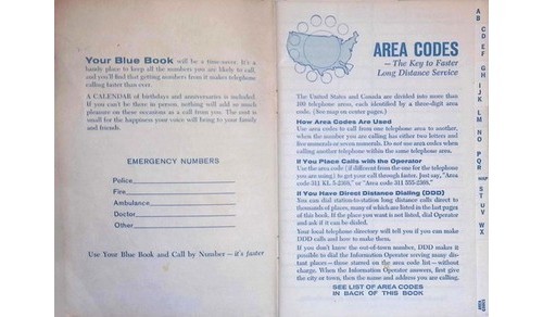 Bell Telephone PA Blue Book Phone Numbers 1960s Long Distance Call Info Cover