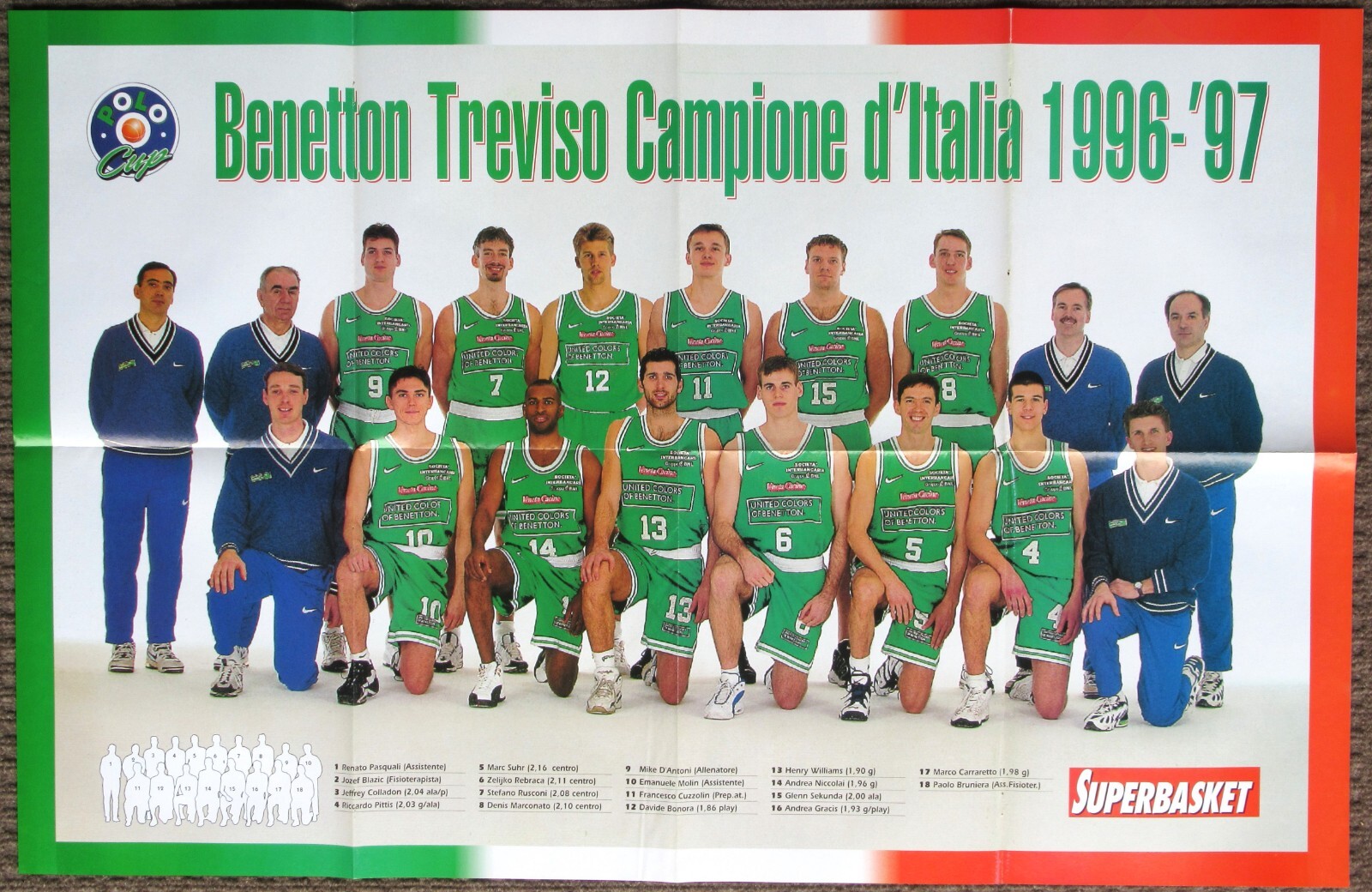 ITALY Poster – 1997 BENETTON TREVISO – Italian Champions – MIKE D’ANTONI POSTER