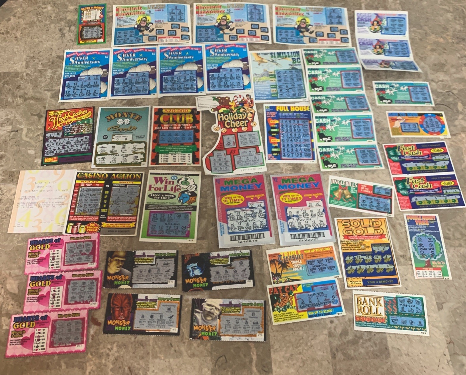 Vintage Connecticut State Lottery Scratch Off Tickets Losing 1990s 1995 1996 CT