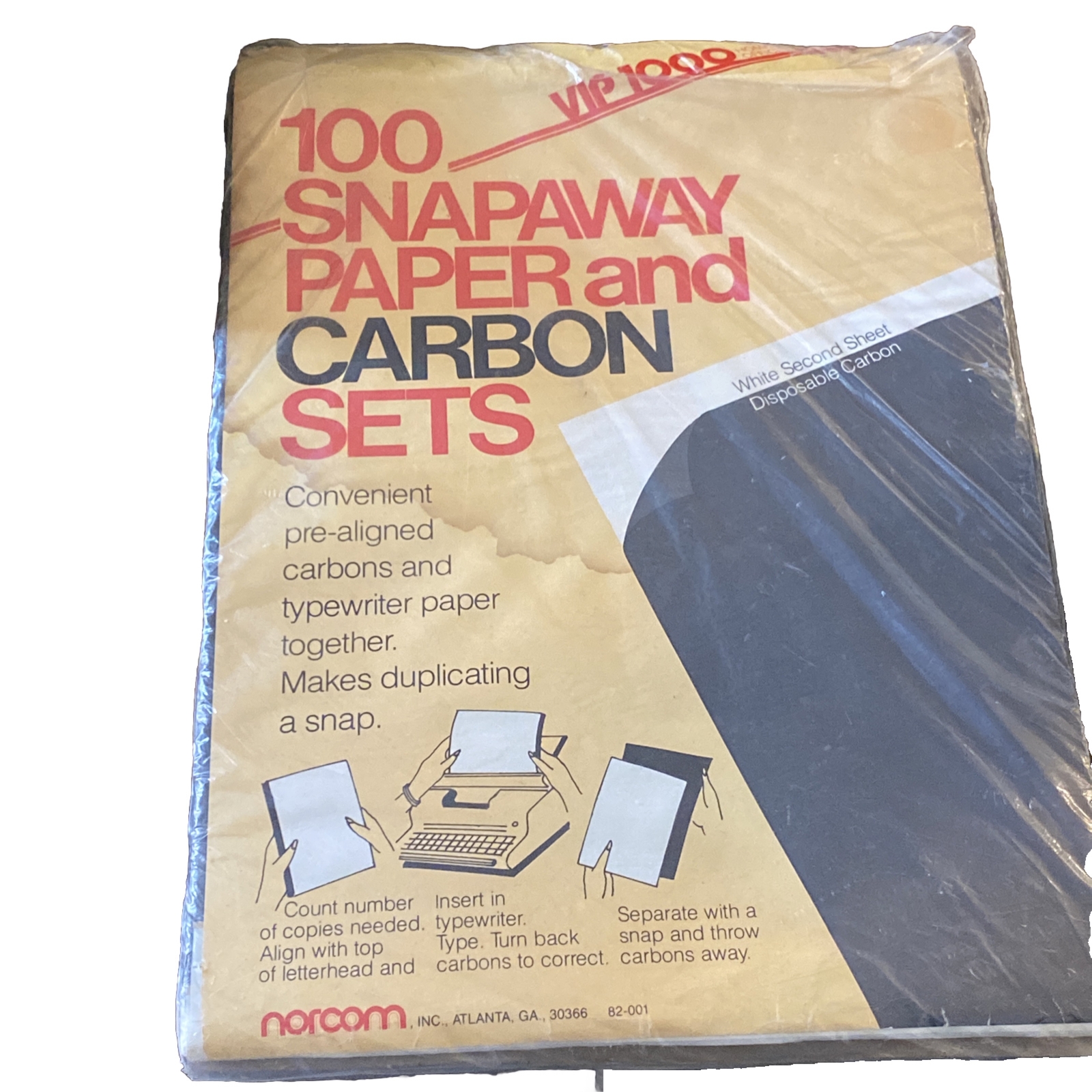 100 Snapaway Paper And Carbon Sets By Norcom VIP1000 Home&office Vtg
