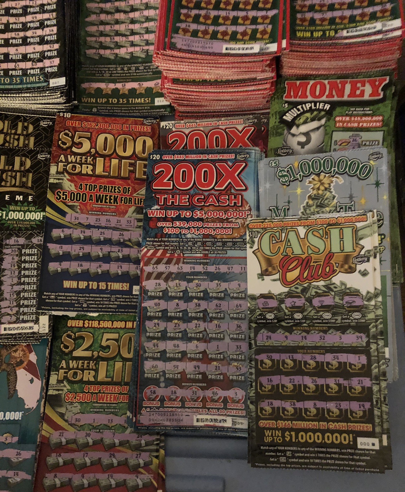 Non-Winning Florida Scratch Off Lottery Tickets $10,389 FV Expired Lot Tax Craft