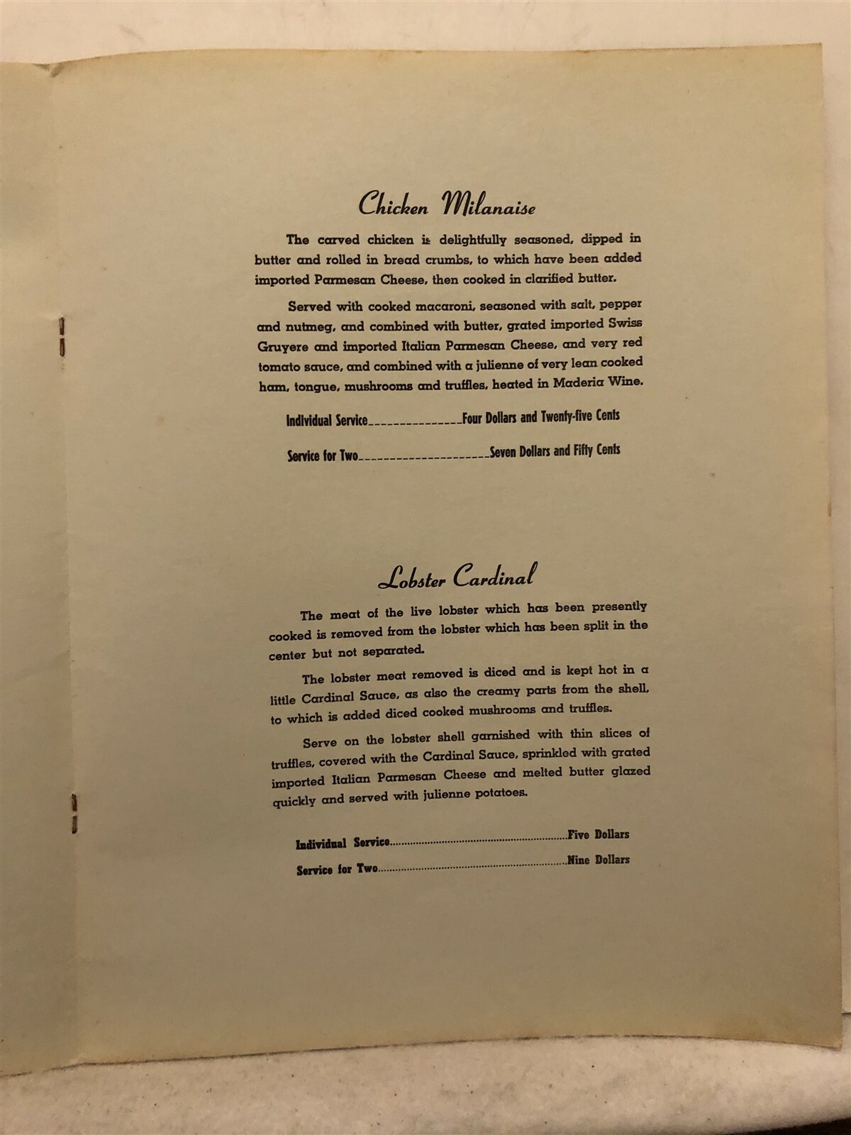1960’s 1970’s Unknown Restaurant CR Menu Philadelphia PA Cherry Hill NJ Vtg