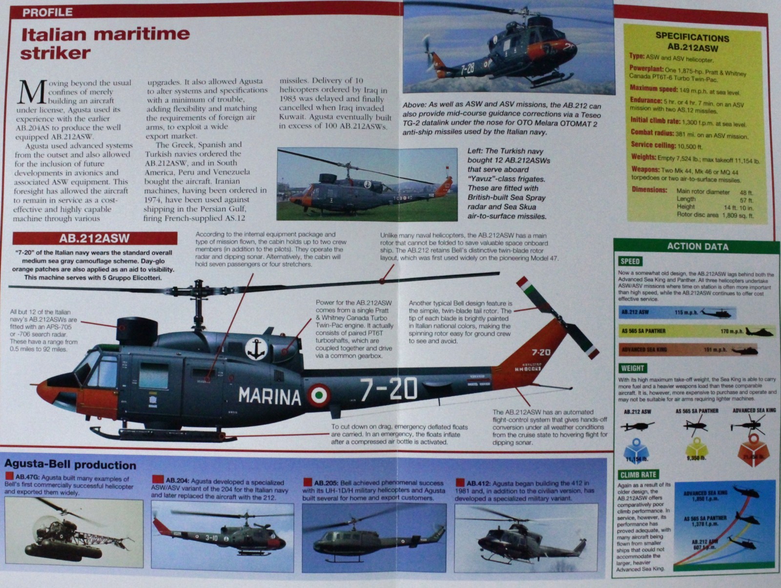 Agusta Bell Helicopter Picture Brochure Pamphlet Out of Print Info Sheet
