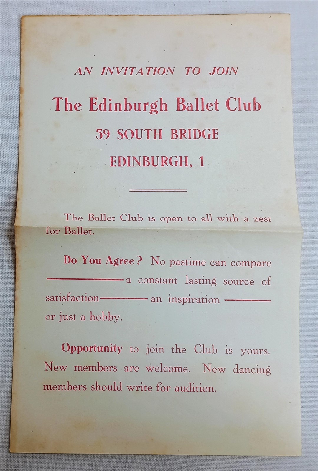 Vintage Paper Lot Edinburgh Ballet Club Tickets Program Empire Programme