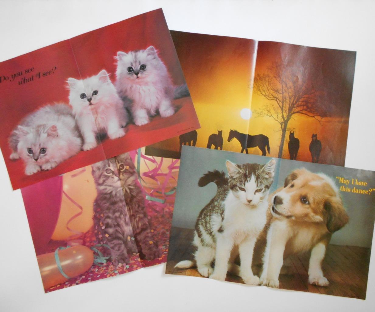 Troll Books 4 Poster Lot Cats Dogs Horses Vintage Kids Room Decor 1980s