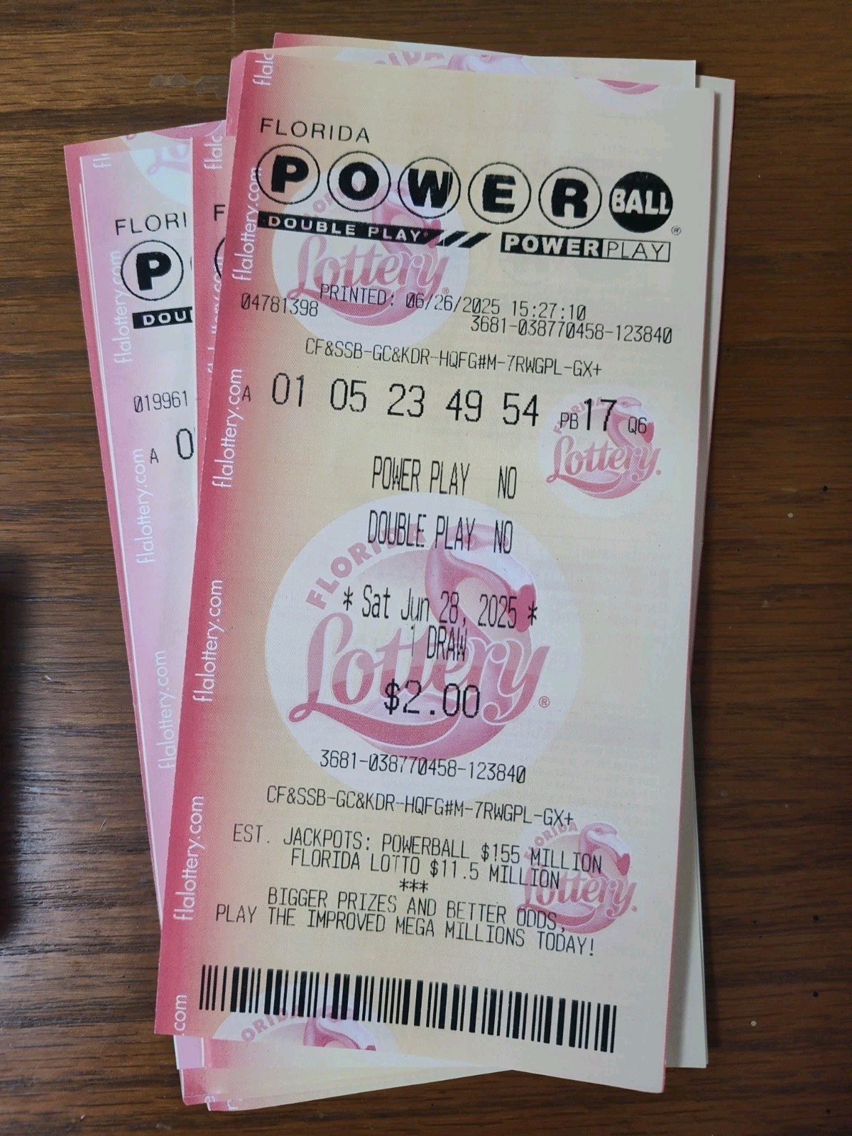 2025 Florida Lottery Tickets USED NON WINNING Scratch $100 Face Value Powerball