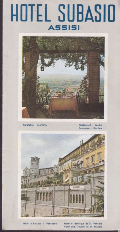 Hotel Subasio Assisi Italy visitor folder 1931