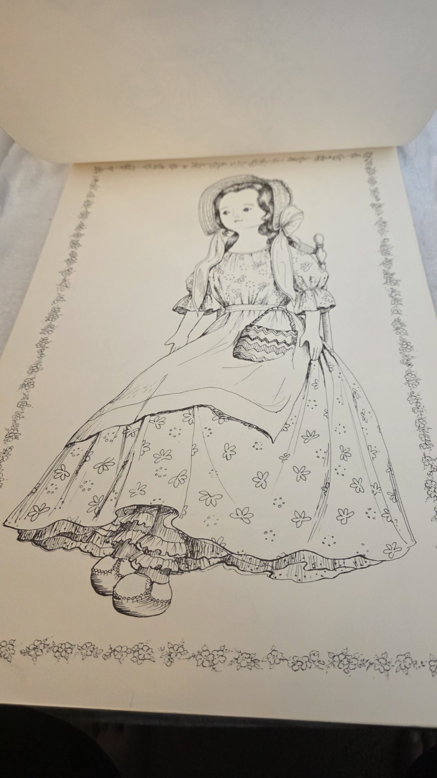 Vtg Kim’s Antique Dolls Coloring Book Red Farm Studio 12×18.5 Unused