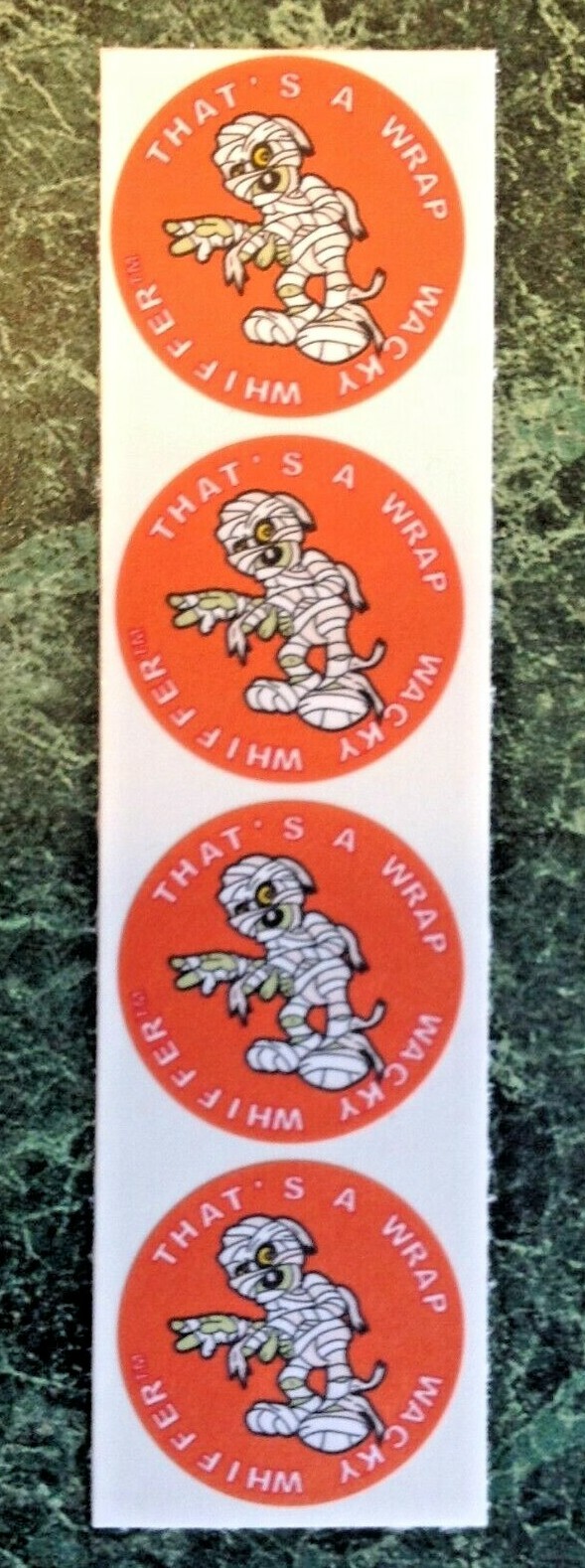 4 HALLOWEEN Wacky Whiffers Matte MAX SCENT Scratch & Sniff Stickers MUMMY Lot