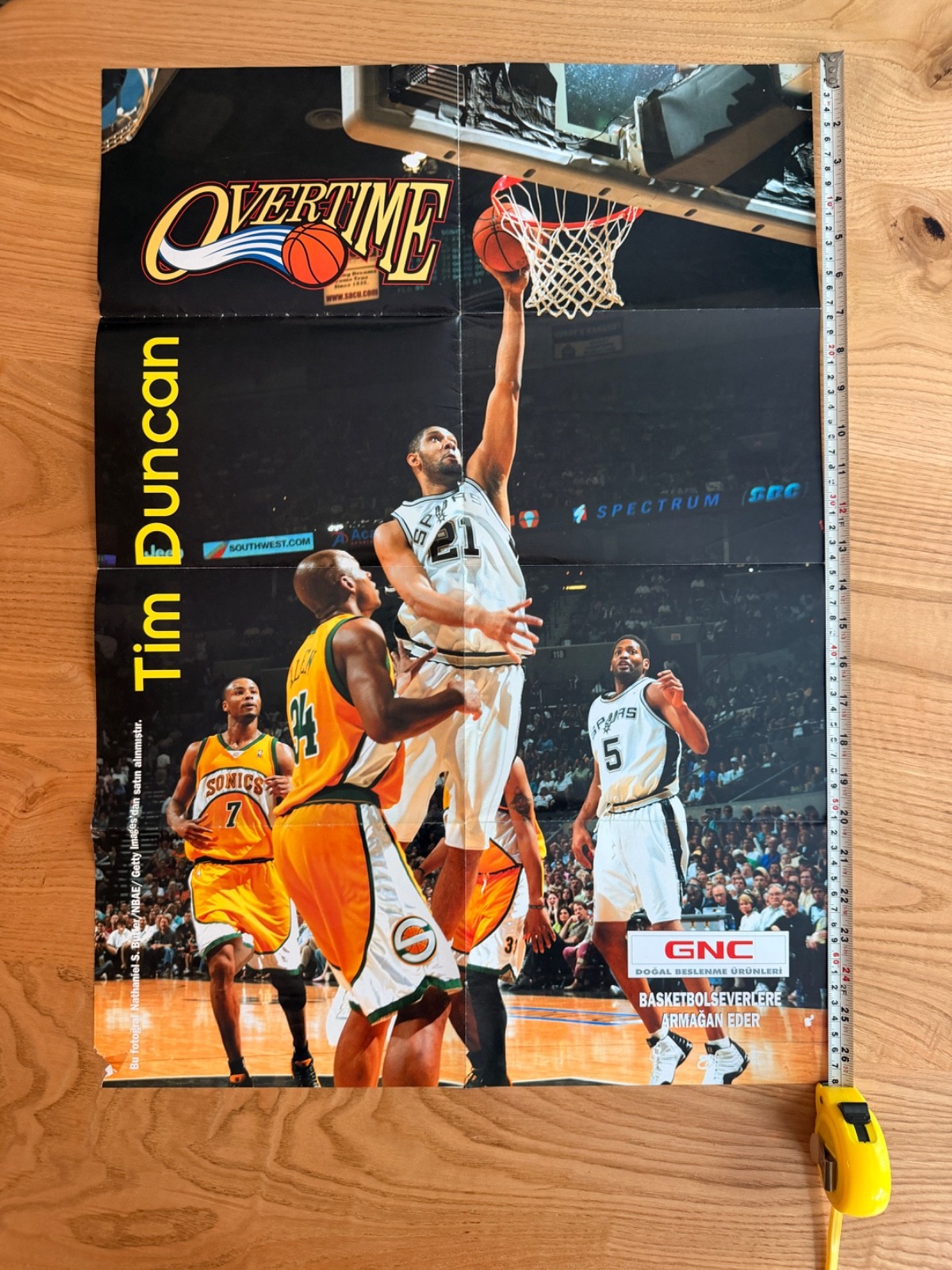 Tim Duncan San Antonio Spurs Vintage NBA Poster Seattle SuperSonics Rare
