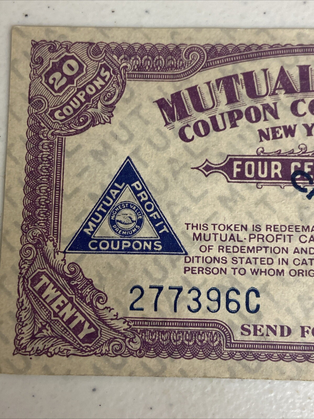 Mutual Profit Coupon Corporation New York City, NY 20 Coupons Cigar Store