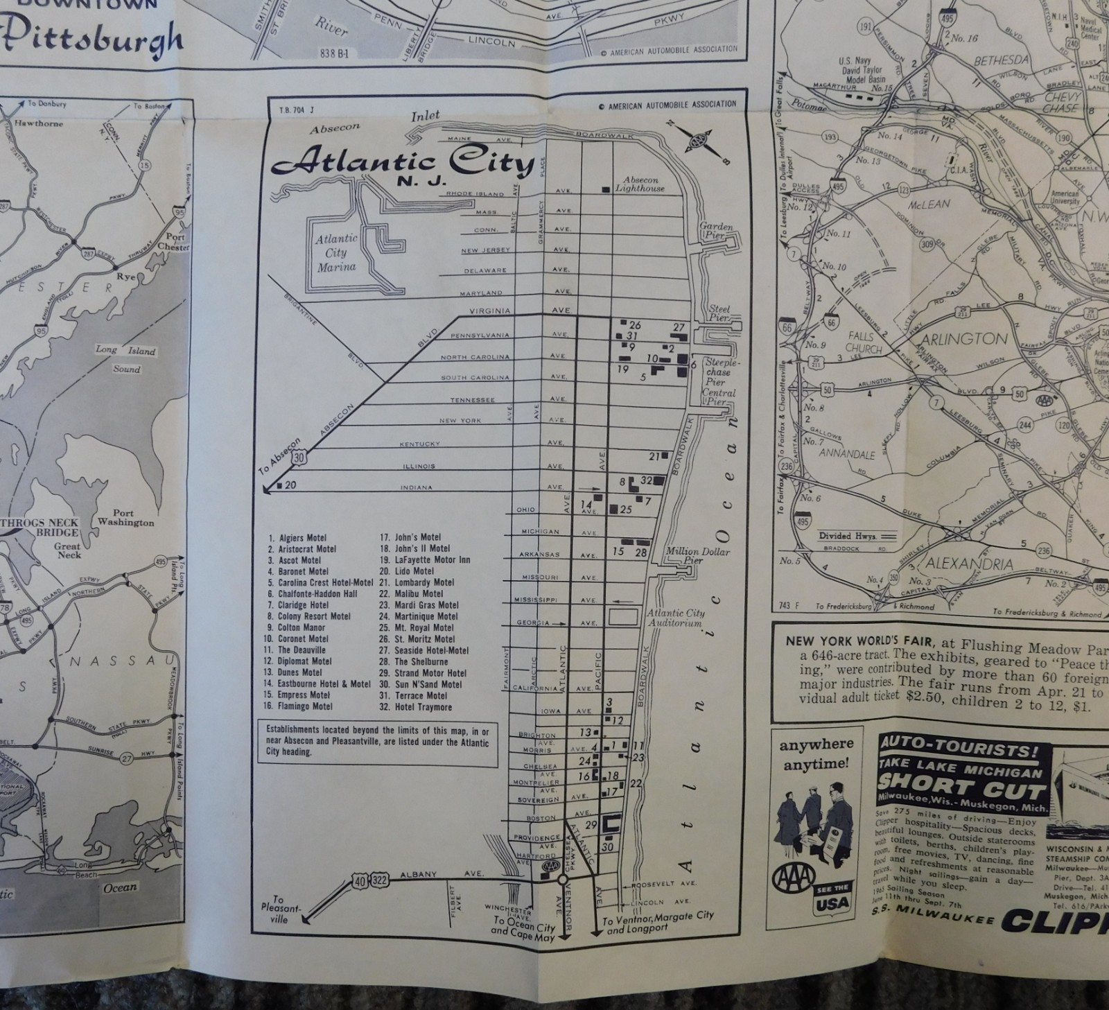 Vintage 1965-1966 AAA Northeastern United States Road Map Travel Route Planner
