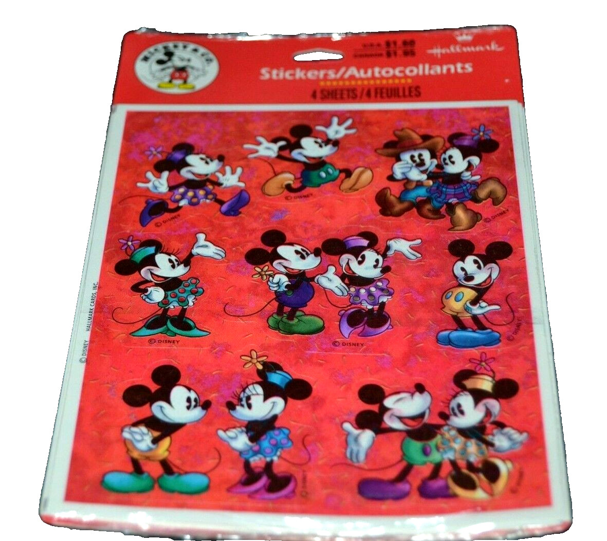 Vintage Disney MICKEY & MINNIE Hallmark Stickers NIP 4 Sheets DANCING DATING