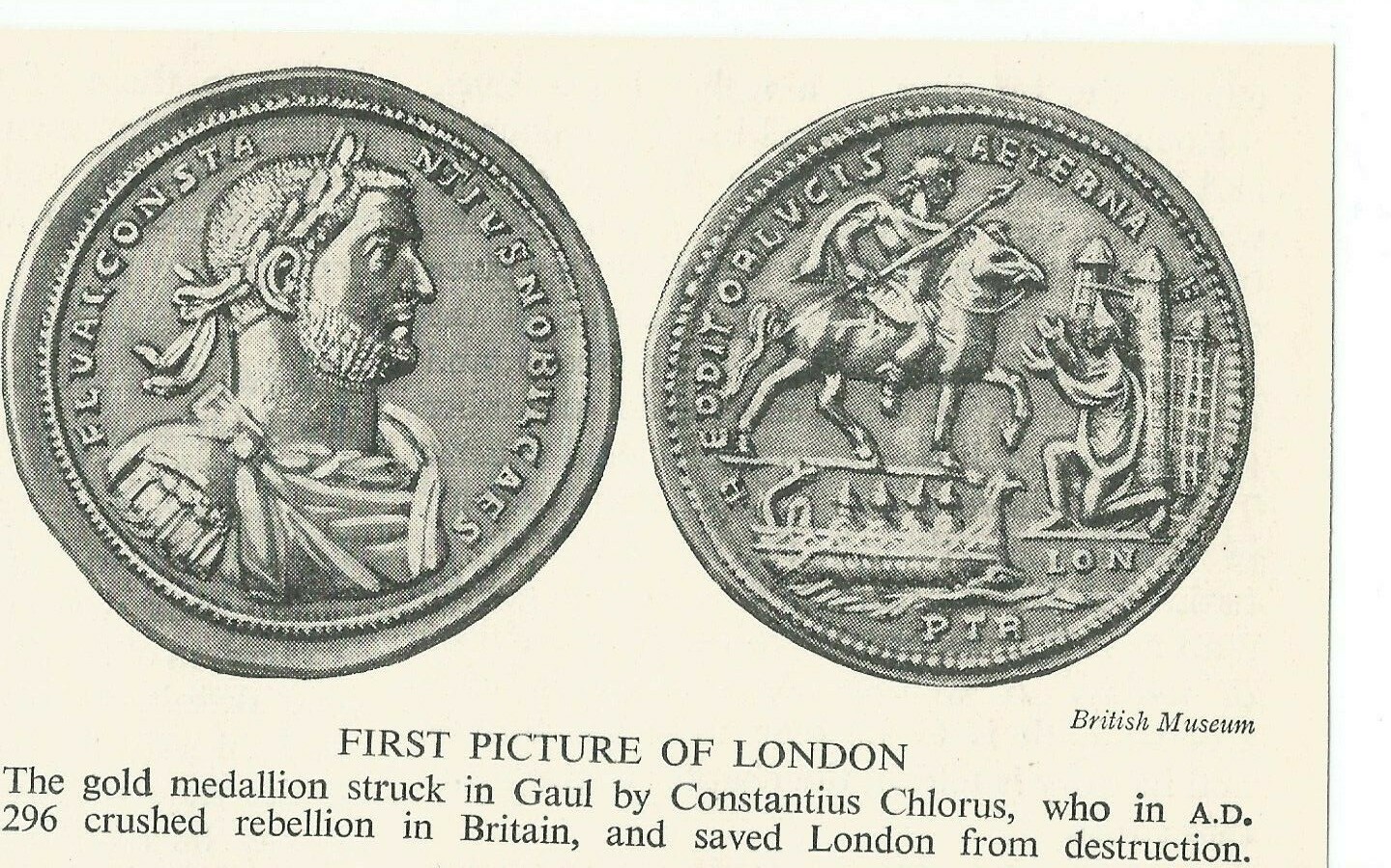ENGLAND THE FIRST PICTURE OF LONDON / COIN MADALLION / CLIP CLIPPING