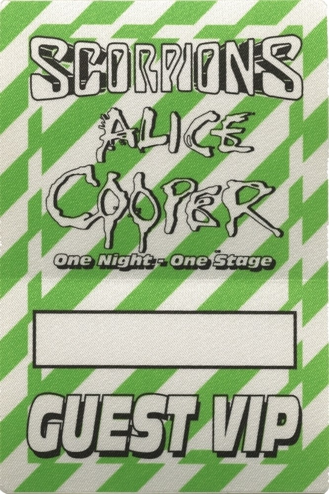 Alice Cooper 1996 concert tour w/ Scorpions VIP Band Guest Backstage Pass