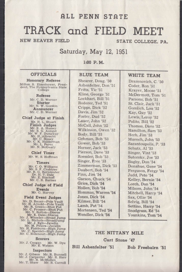 All Penn State Track & Field Meet program 5/12 1951