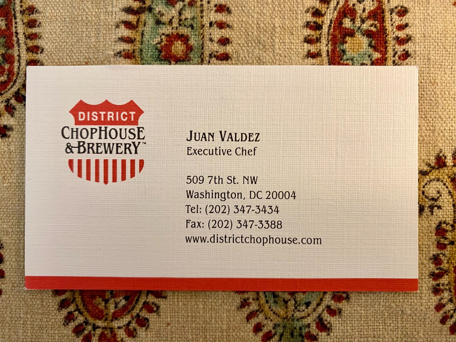 Collection of 8 Vintage Business Cards from District Chophouse & Brewery (c2002)