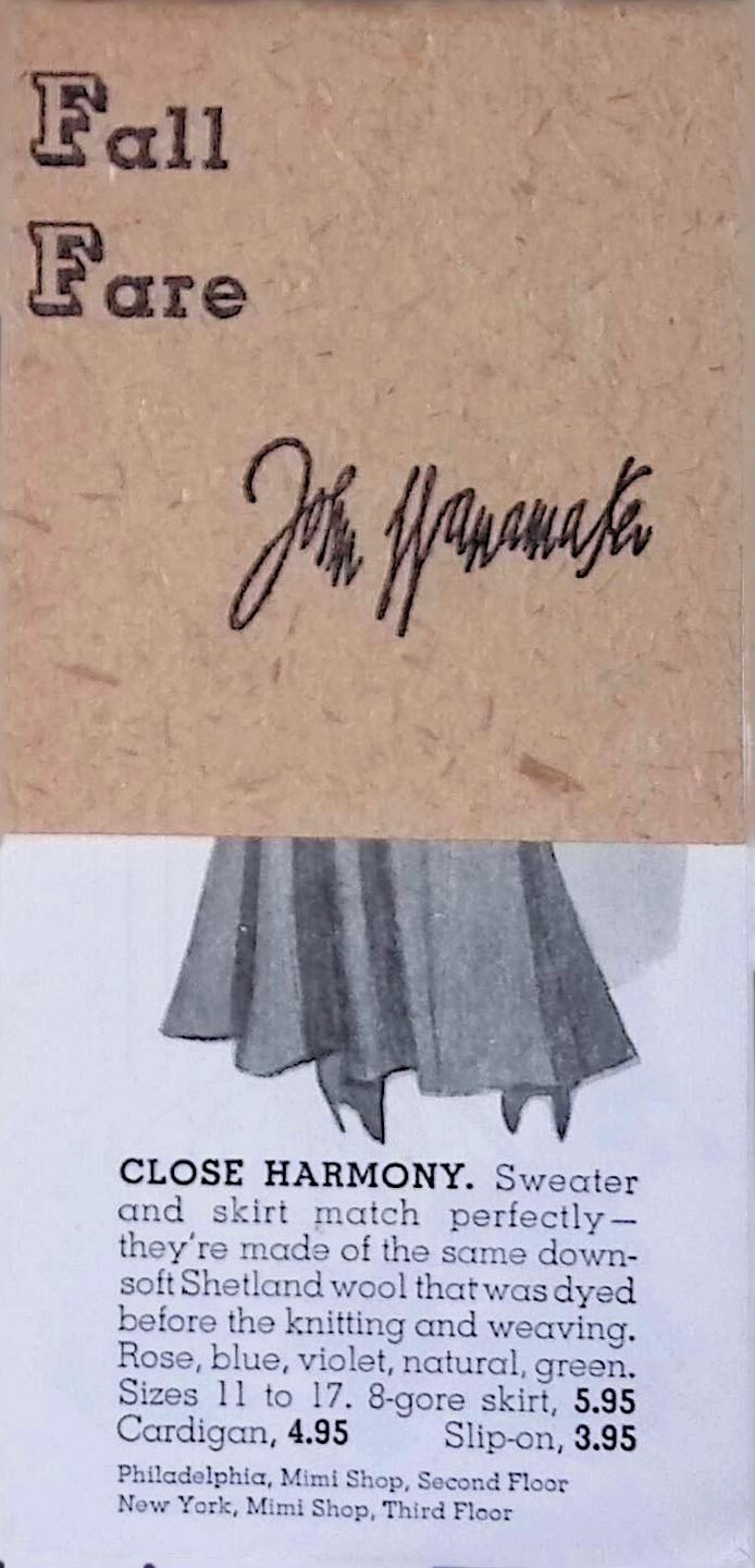 John Wanamaker Fall Fashion Advertisement 1940s Philadelphia NY Mimi Shop